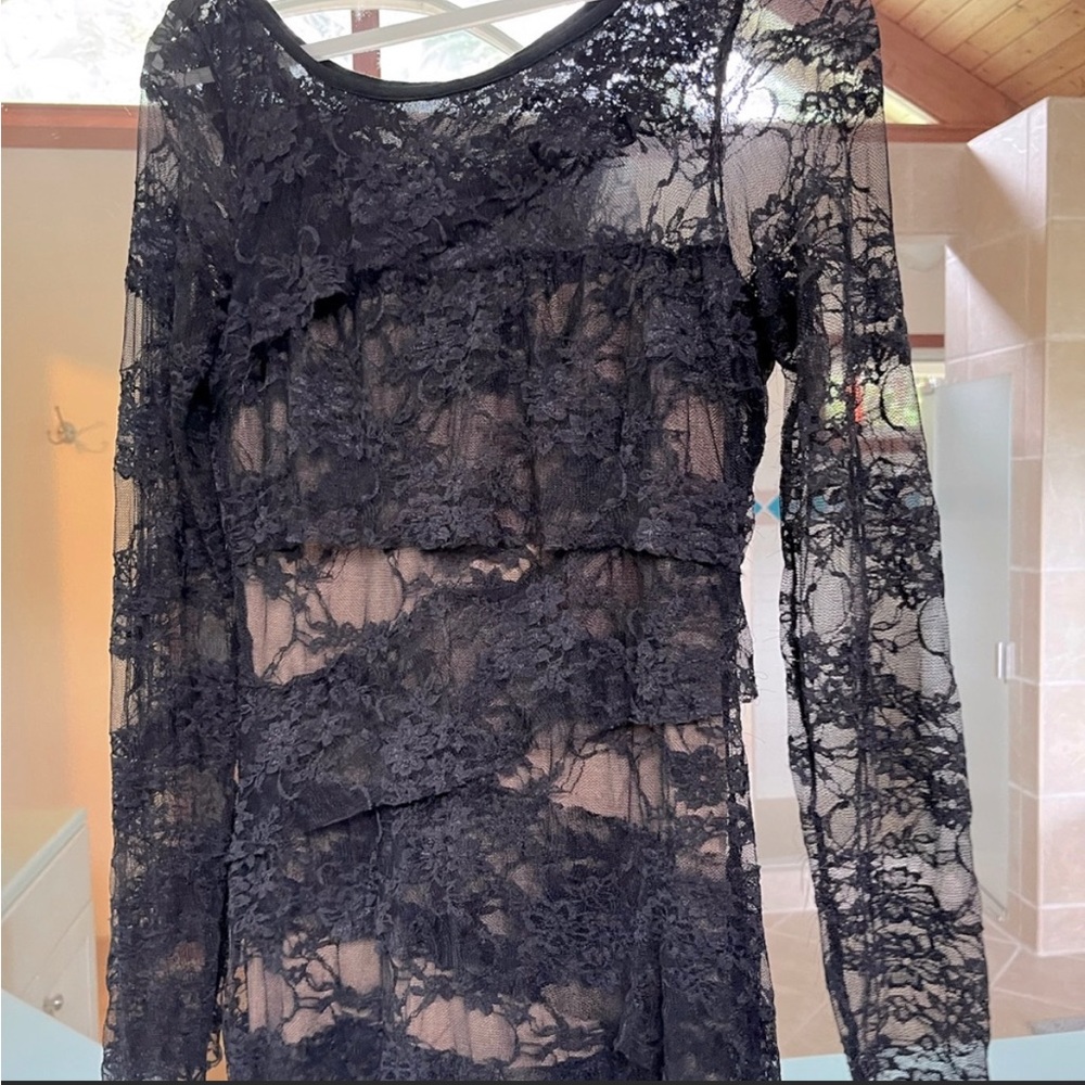 Bailey 44 Black lace long sleeve mini dress or shirt.